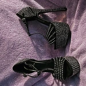 Black Rhinestone Shoe Dazzle Platforms